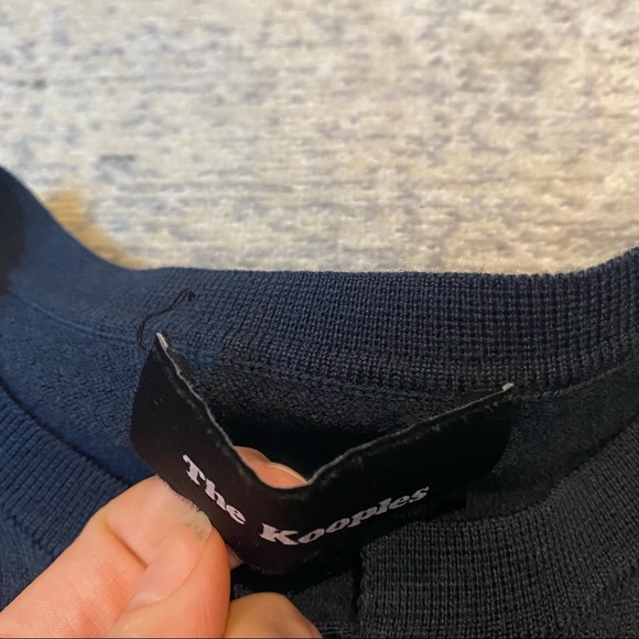 The Kooples Merino Long Sleeve Henley in Blue Petrol - Picture 3 of 6